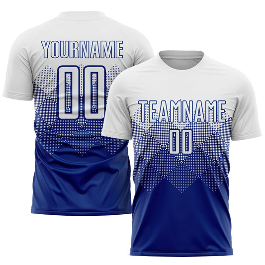 Custom Royal White Sublimation Soccer Uniform Jersey - Sky-Custom