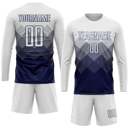 Custom Navy White Sublimation Soccer Uniform Jersey - Sky-Custom