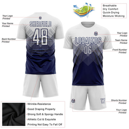 Custom Navy White Sublimation Soccer Uniform Jersey - Sky-Custom