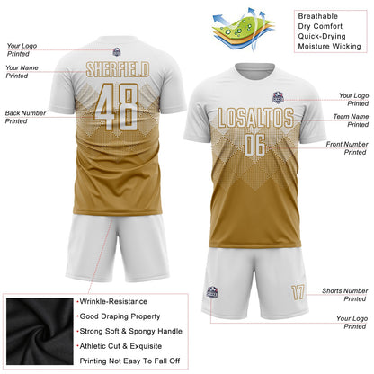 Custom Old Gold White Sublimation Soccer Uniform Jersey - Sky-Custom