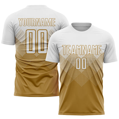 Custom Old Gold White Sublimation Soccer Uniform Jersey - Sky-Custom
