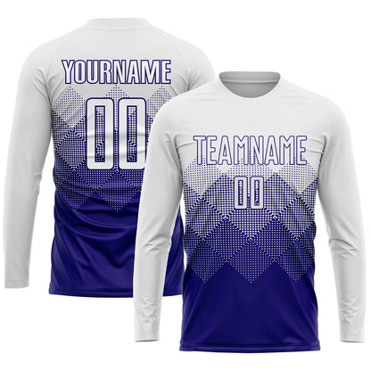 Custom White Dark Purple Sublimation Soccer Uniform Jersey - Sky-Custom