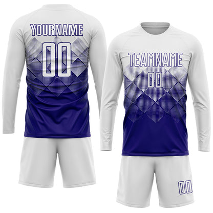 Custom White Dark Purple Sublimation Soccer Uniform Jersey - Sky-Custom