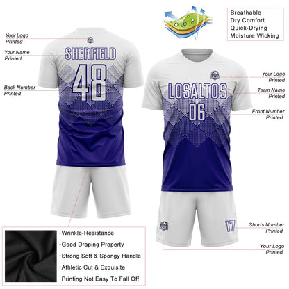 Custom White Dark Purple Sublimation Soccer Uniform Jersey - Sky-Custom