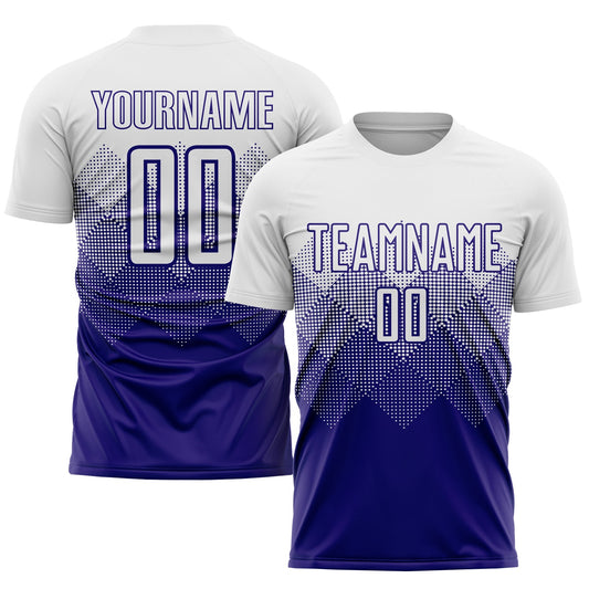 Custom White Dark Purple Sublimation Soccer Uniform Jersey - Sky-Custom