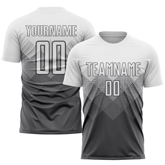 Custom Steel Gray White Sublimation Soccer Uniform Jersey - Sky-Custom