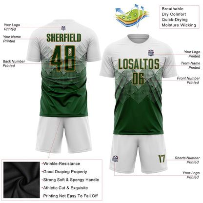 Custom White Green-Old Gold Sublimation Soccer Uniform Jersey - Sky-Custom