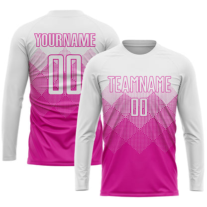 Custom Deep Pink White Sublimation Soccer Uniform Jersey - Sky-Custom