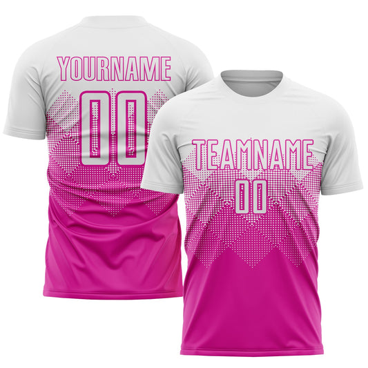 Custom Deep Pink White Sublimation Soccer Uniform Jersey - Sky-Custom