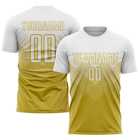 Custom Old Gold White Sublimation Soccer Uniform Jersey - Sky-Custom