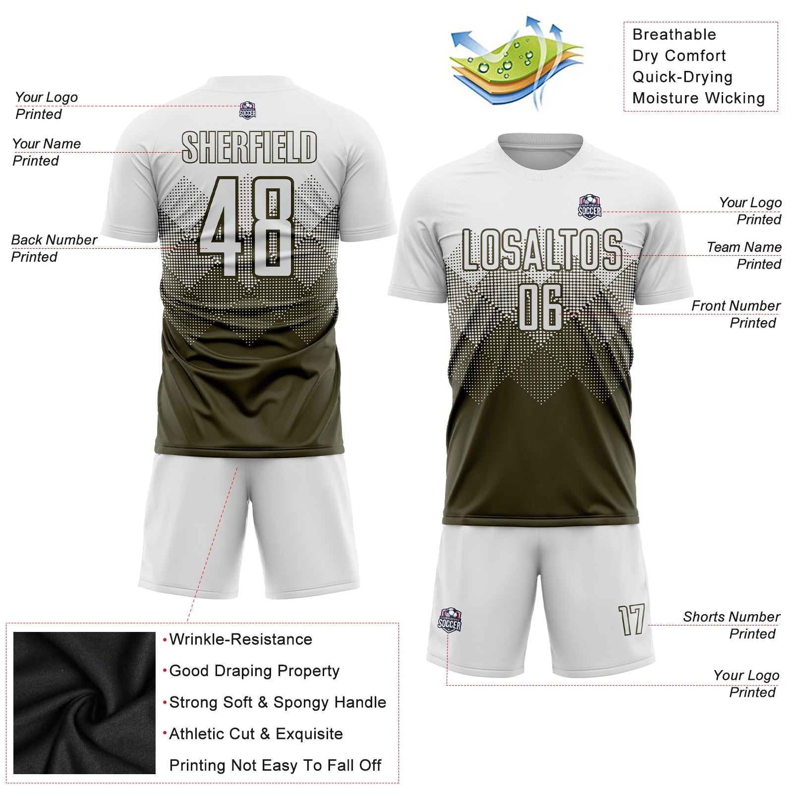 Custom Olive White Sublimation Salute To Service Soccer Uniform Jersey - Sky-Custom