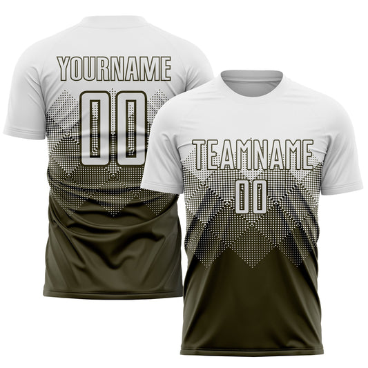 Custom Olive White Sublimation Salute To Service Soccer Uniform Jersey - Sky-Custom