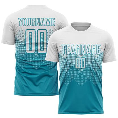 Custom Teal White Sublimation Soccer Uniform Jersey - Sky-Custom