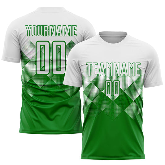 Custom Grass Green White Sublimation Soccer Uniform Jersey - Sky-Custom