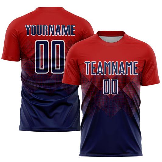 Custom Red Navy-White Sublimation Soccer Uniform Jersey - Sky-Custom