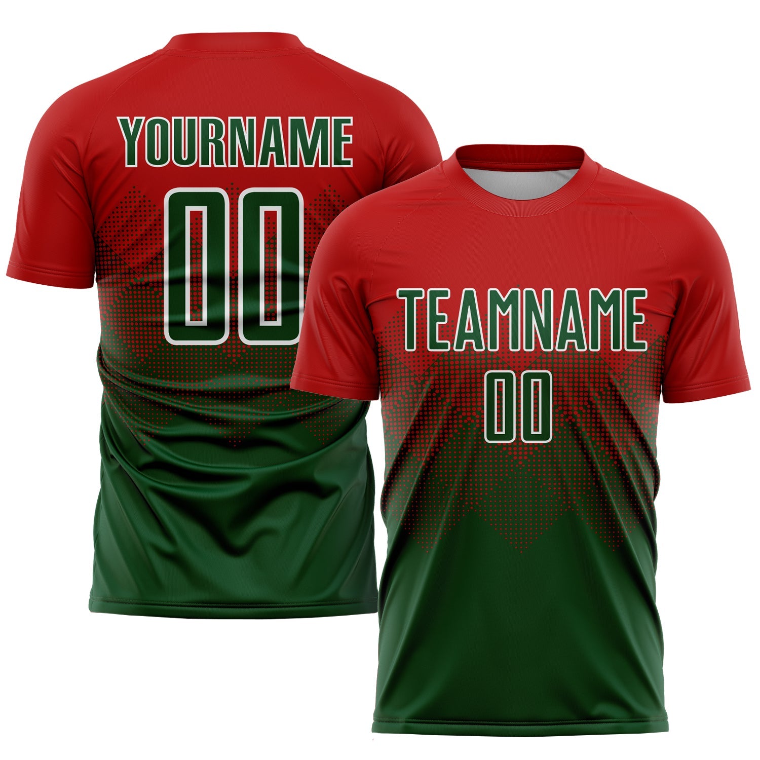 Custom Red Green-White Sublimation Soccer Uniform Jersey - Sky-Custom