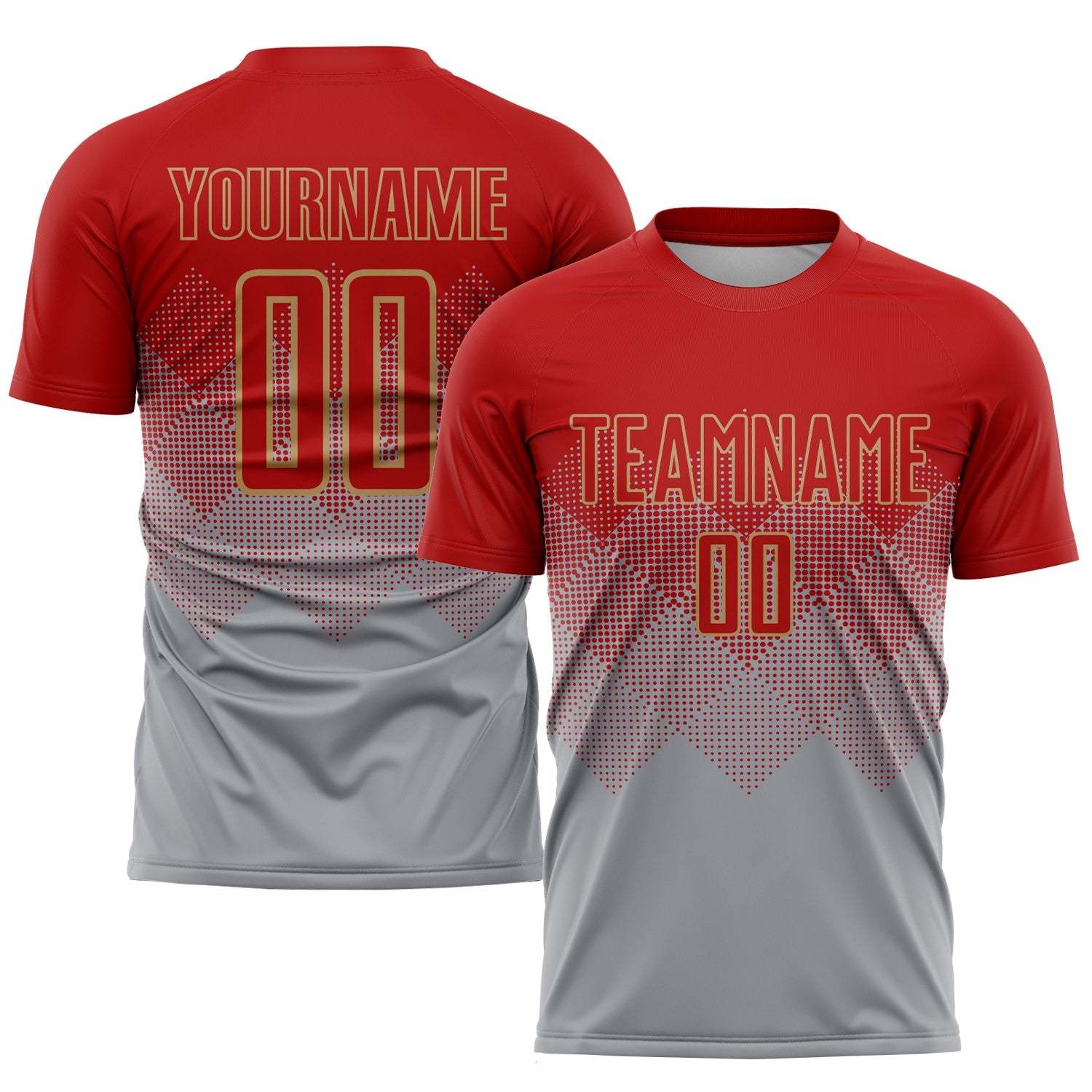 Custom Gray Red-Old Gold Sublimation Soccer Uniform Jersey - Sky-Custom