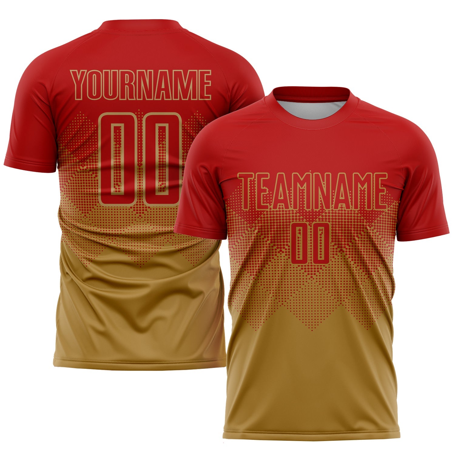 Custom Old Gold Red Sublimation Soccer Uniform Jersey - Sky-Custom