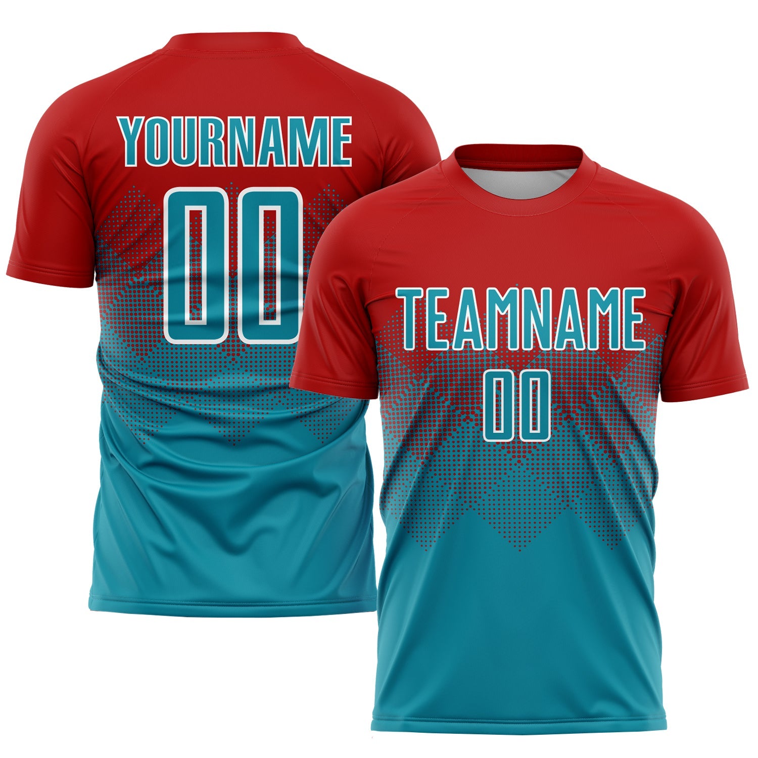 Custom Red Teal-White Sublimation Soccer Uniform Jersey - Sky-Custom