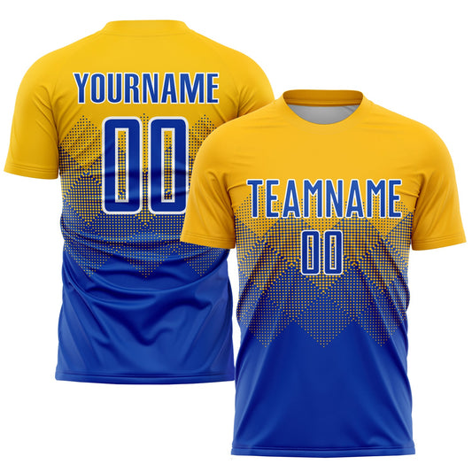Custom Gold Royal-White Sublimation Soccer Uniform Jersey - Sky-Custom