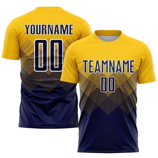 Custom Gold Navy-White Sublimation Soccer Uniform Jersey - Sky-Custom