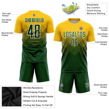 Custom Gold Green-White Sublimation Soccer Uniform Jersey - Sky-Custom