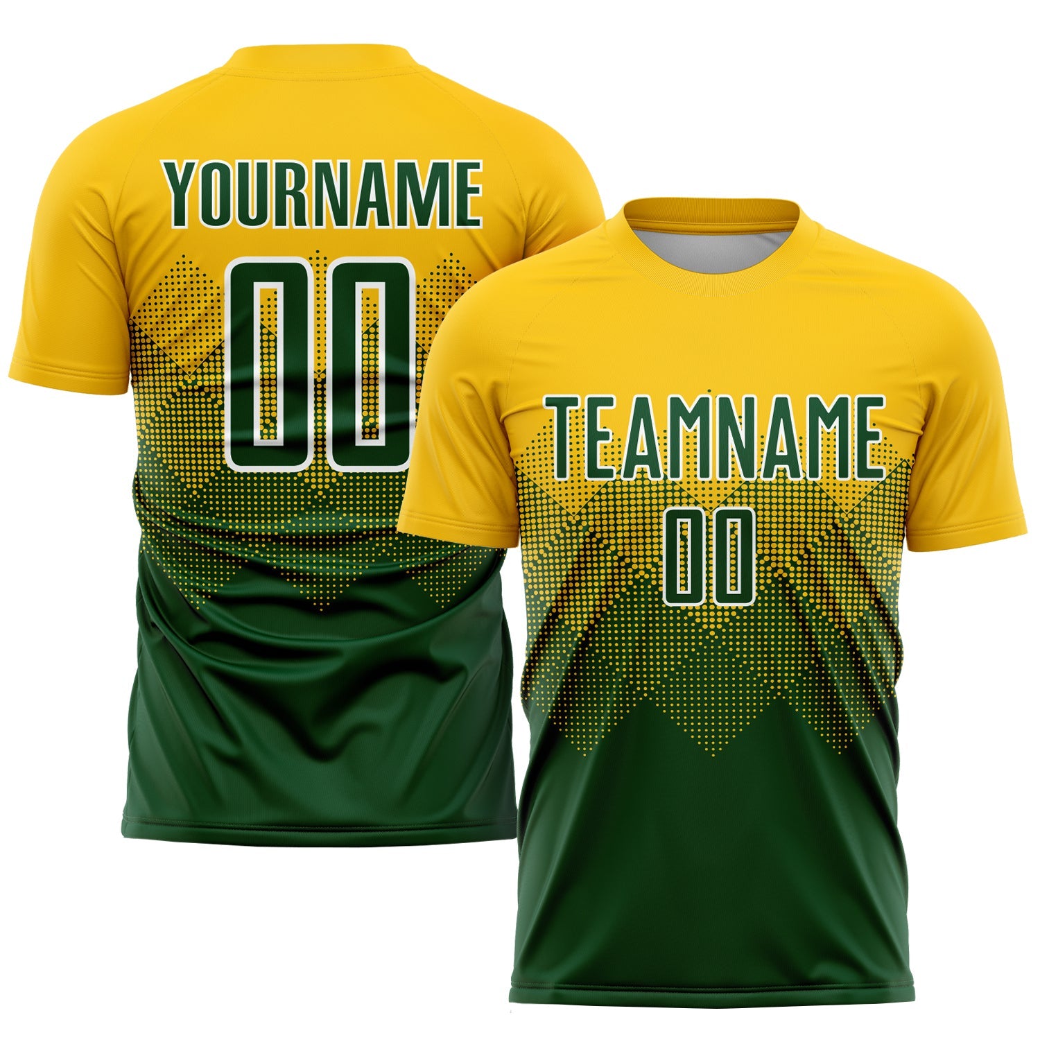 Custom Gold Green-White Sublimation Soccer Uniform Jersey - Sky-Custom
