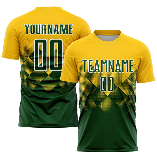 Custom Gold Green-White Sublimation Soccer Uniform Jersey - Sky-Custom