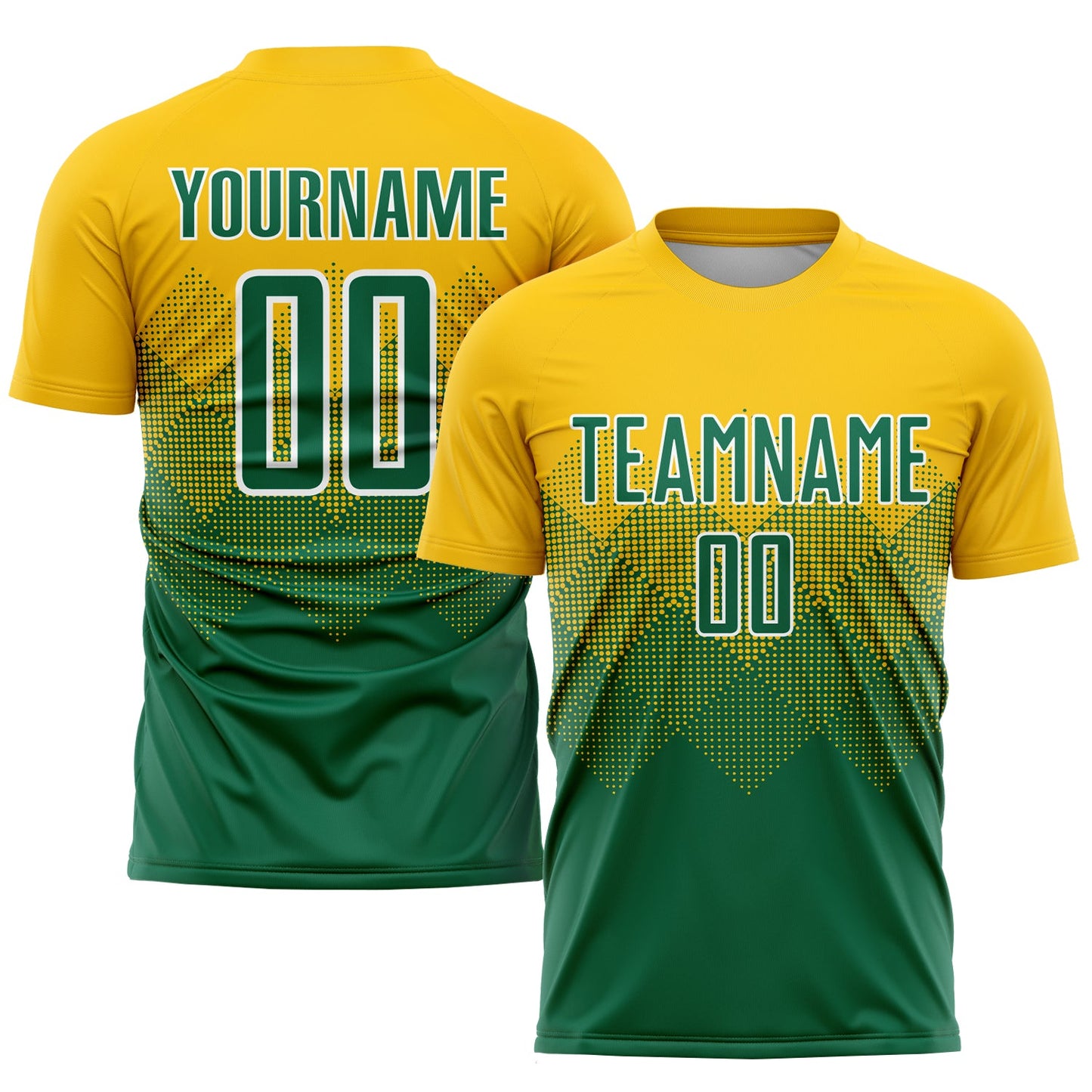 Custom Gold Kelly Green-White Sublimation Soccer Uniform Jersey - Sky-Custom