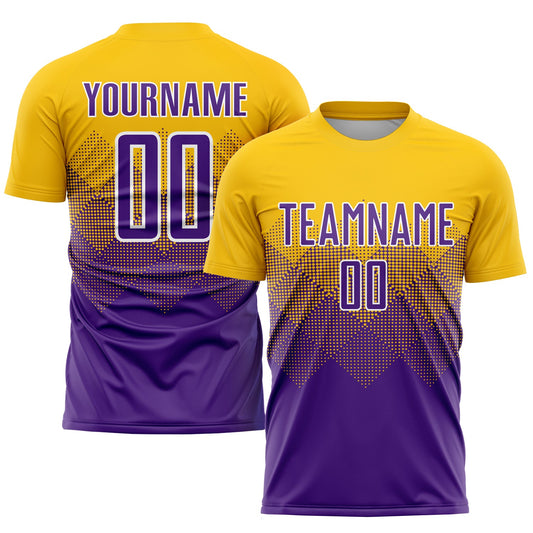 Custom Gold Purple-White Sublimation Soccer Uniform Jersey - Sky-Custom