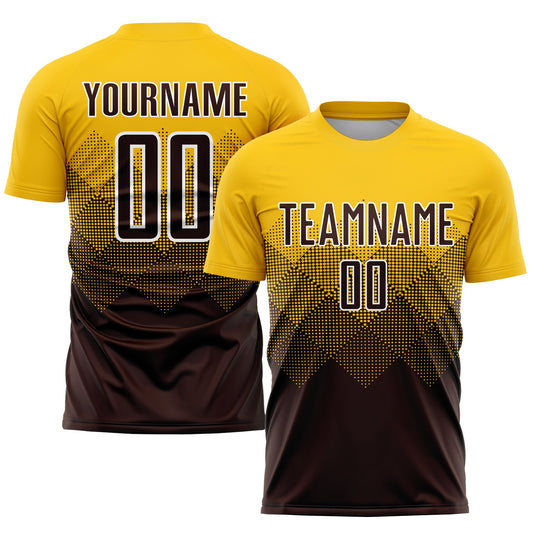 Custom Gold Brown-White Sublimation Soccer Uniform Jersey - Sky-Custom