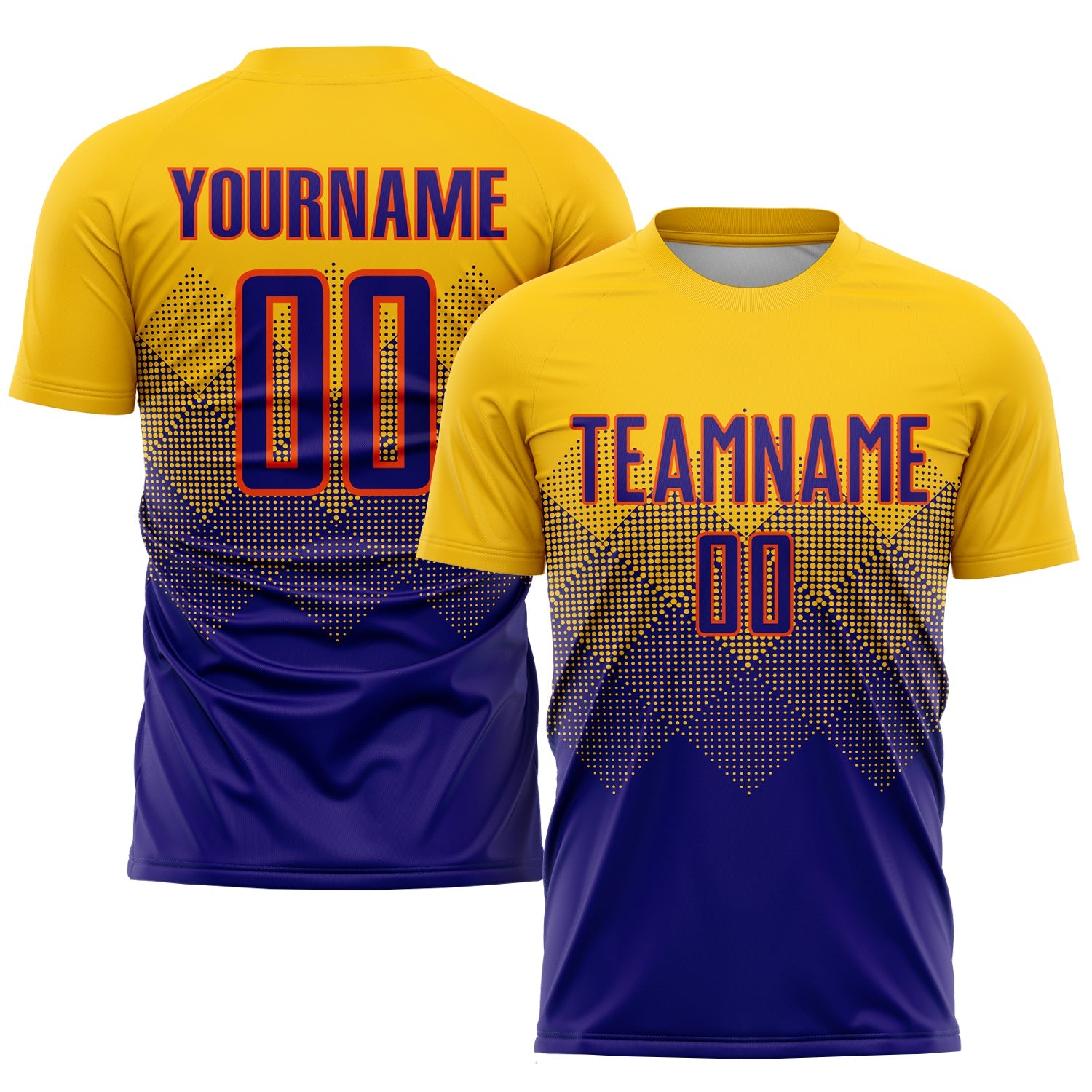 Custom Gold Dark Purple-Orange Sublimation Soccer Uniform Jersey - Sky-Custom
