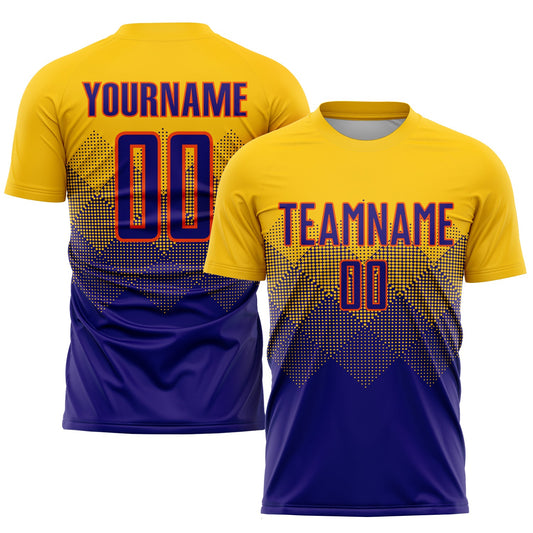 Custom Gold Dark Purple-Orange Sublimation Soccer Uniform Jersey - Sky-Custom