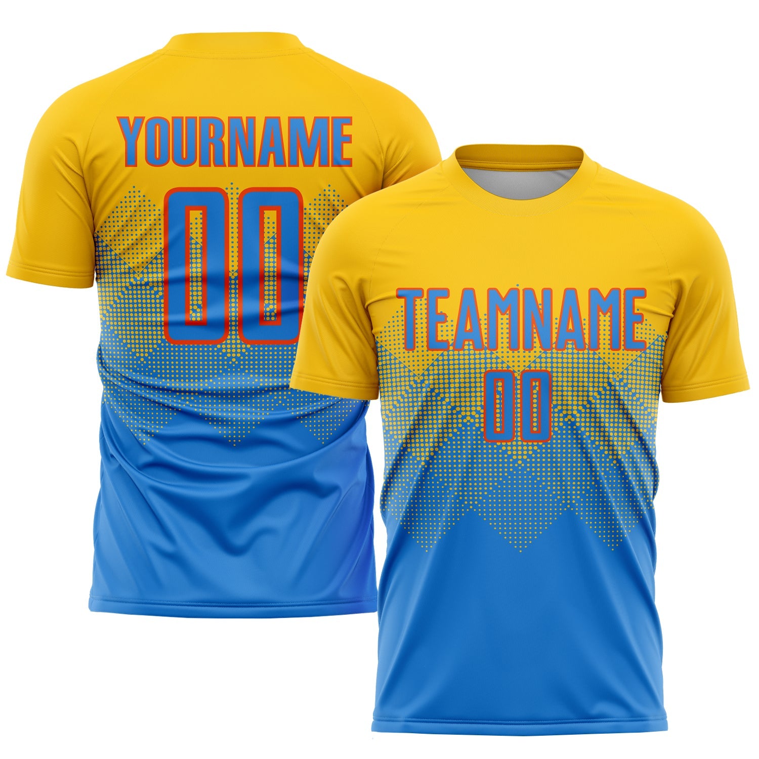 Custom Gold Powder Blue-Orange Sublimation Soccer Uniform Jersey - Sky-Custom