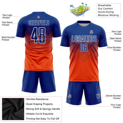 Custom Orange Royal-White Sublimation Soccer Uniform Jersey - Sky-Custom