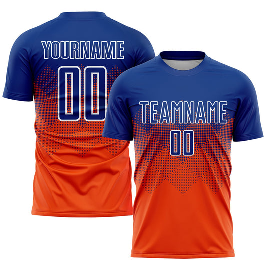 Custom Orange Royal-White Sublimation Soccer Uniform Jersey - Sky-Custom