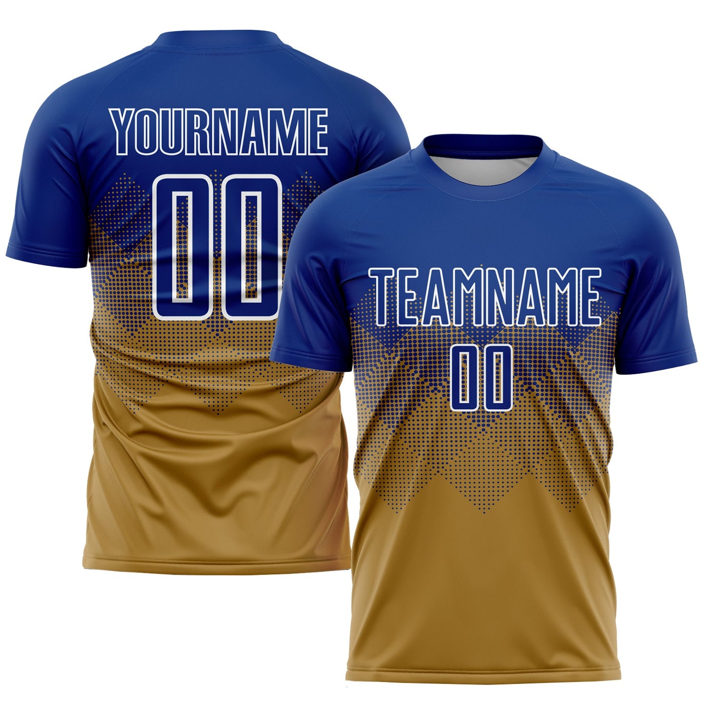 Custom Old Gold Royal-White Sublimation Soccer Uniform Jersey - Sky-Custom