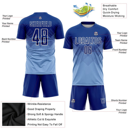 Custom Light Blue Royal-Cream Sublimation Soccer Uniform Jersey - Sky-Custom