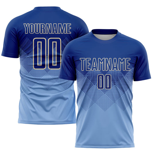 Custom Light Blue Royal-Cream Sublimation Soccer Uniform Jersey - Sky-Custom