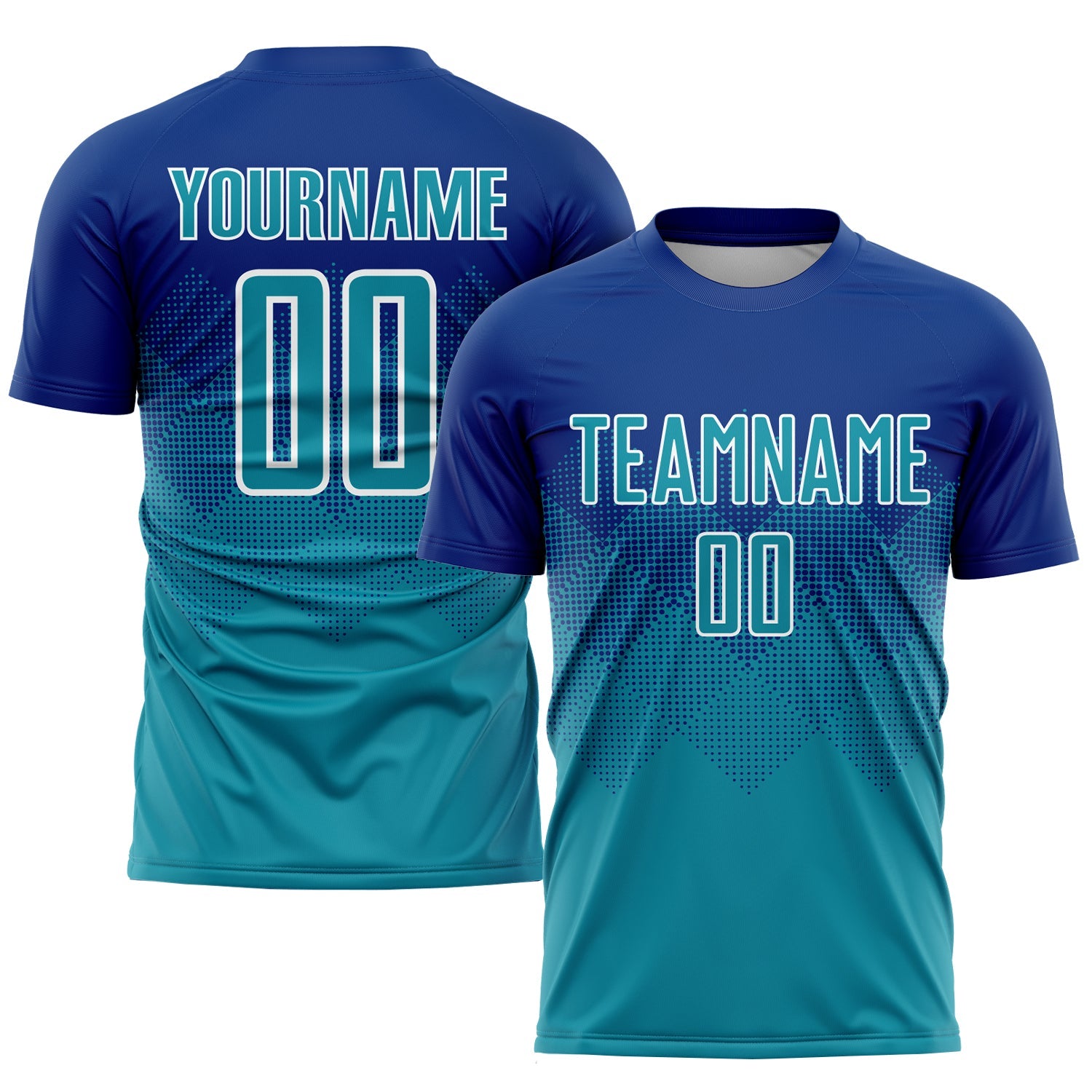 Custom Royal Teal-White Sublimation Soccer Uniform Jersey - Sky-Custom