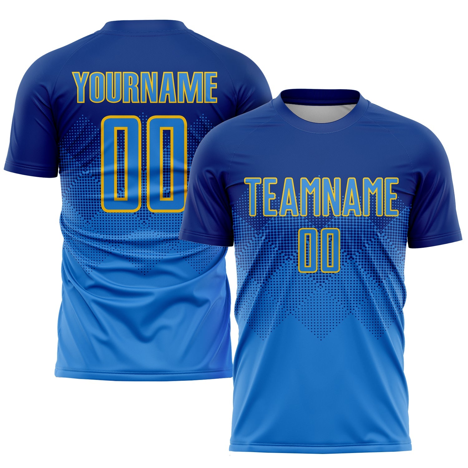 Custom Royal Powder Blue-Gold Sublimation Soccer Uniform Jersey - Sky-Custom
