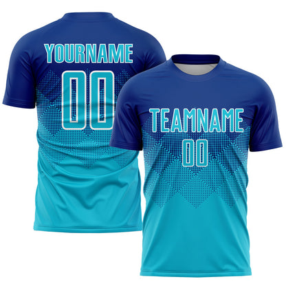 Custom Royal Lakes Blue-White Sublimation Soccer Uniform Jersey - Sky-Custom