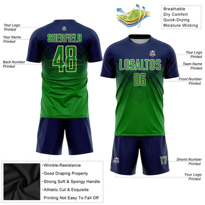 Custom Navy Grass Green-Cream Sublimation Soccer Uniform Jersey - Sky-Custom