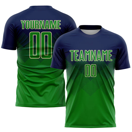 Custom Navy Grass Green-Cream Sublimation Soccer Uniform Jersey - Sky-Custom