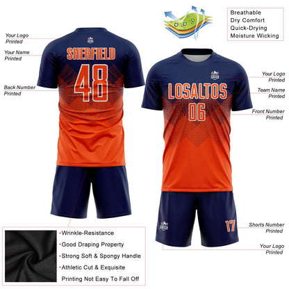 Custom Navy Orange-White Sublimation Soccer Uniform Jersey - Sky-Custom