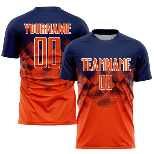 Custom Navy Orange-White Sublimation Soccer Uniform Jersey - Sky-Custom