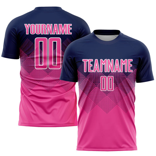 Custom Navy Pink-White Sublimation Soccer Uniform Jersey - Sky-Custom