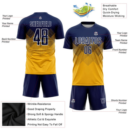 Custom Gold Navy-White Sublimation Soccer Uniform Jersey - Sky-Custom