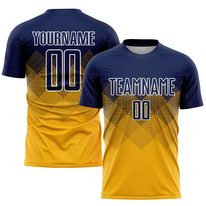 Custom Gold Navy-White Sublimation Soccer Uniform Jersey - Sky-Custom