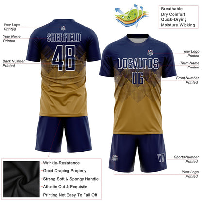 Custom Old Gold Navy-White Sublimation Soccer Uniform Jersey - Sky-Custom